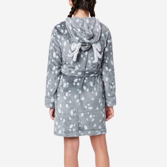 Justice Girls Gray Steel Long Sleeve Plush Hooded Robe - NWT - Picture 2 of 3